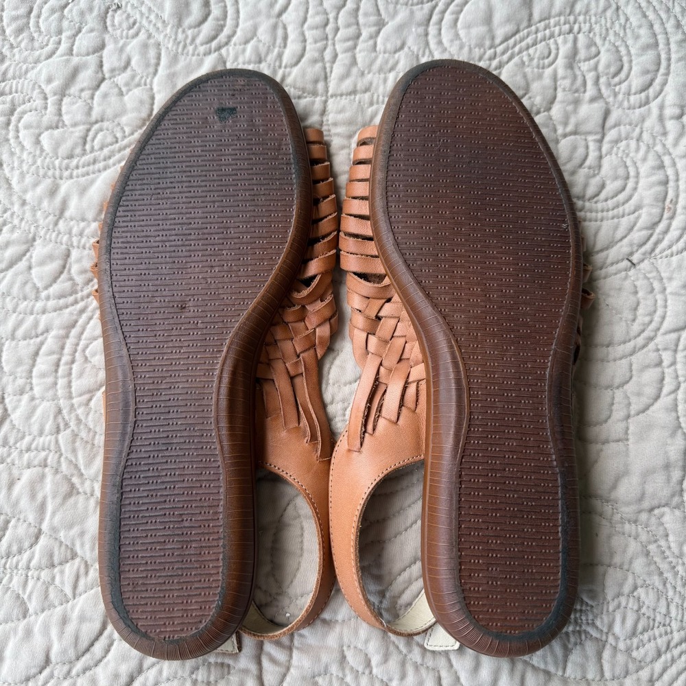 SoftSpots Huarache Style Open Toe Slingback Sandals Brown Cognac 12W - Picture 7 of 7